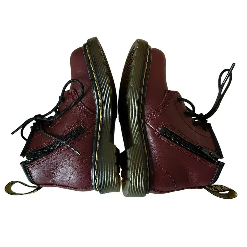 Doc Martens Toddler 1460 Softy T Leather Ankle Side Zip Boots Size 6 Cherry Red